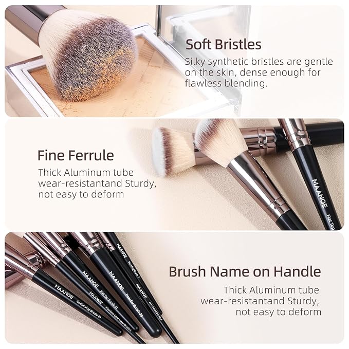 MAANGE Makeup Brushes 51 Pcs Makeup Kit, Multi-functional Makeup Tool Set with Makeup Brush Foundation Brush Make up Brushes Set (Black Gold)