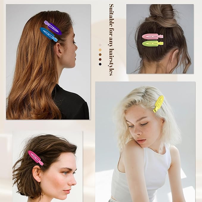 No Crease Creaseless No Bend Hair Clips For Styling Non Slip Flat Clips For Makeup Hair Accessories For Women,Multiple Colors,12 PCS