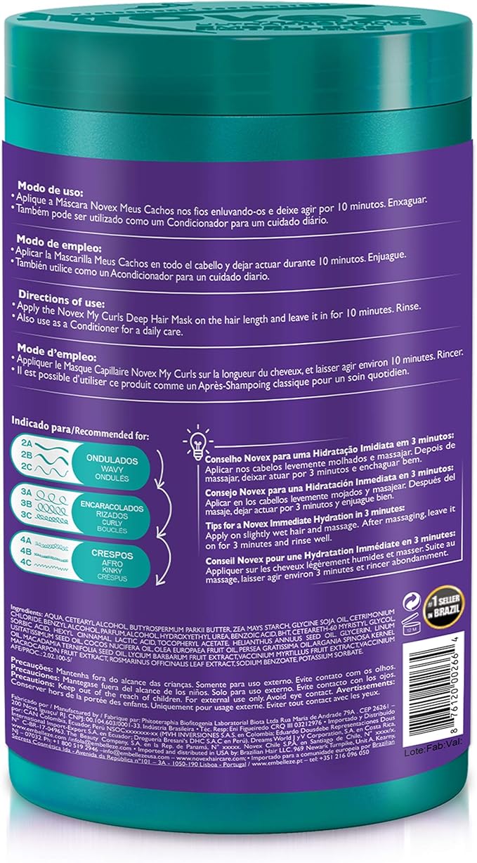 Novex My Curls Deep Conditioning Mask, 35 oz - Enhanced with a Mix of Oils and Cranberry Extract (Suitable for All Curls)