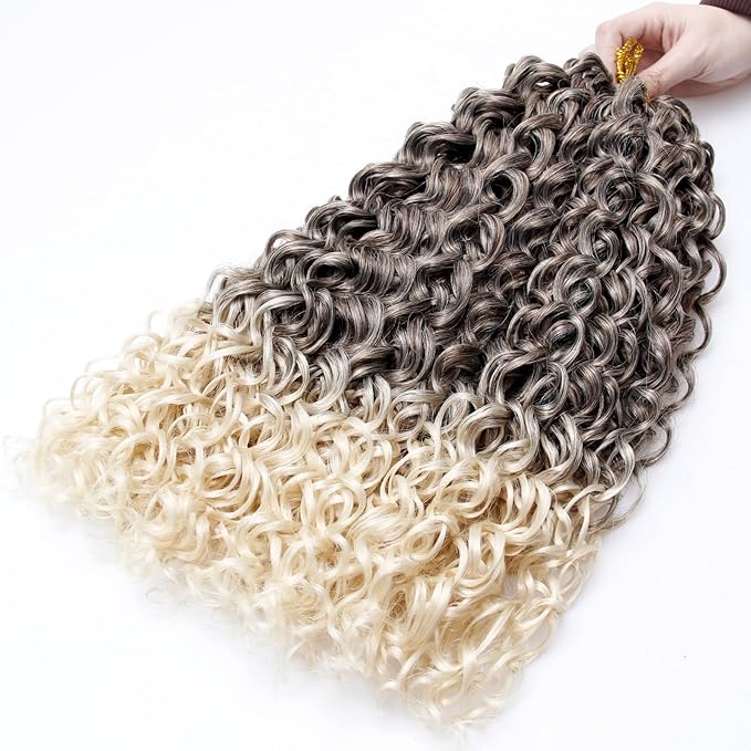 8 Packs Curly Crochet Hair GoGo Curl Crochet hair for Black Women Deep Wave Braiding hair,Synthetic Bohemian Crochet Braid Water Wave Crochet hair Extensions (6/613, 18inch)