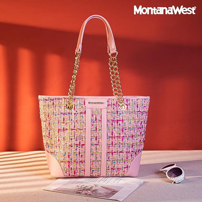 Montana West MEDIUM Tote Bag for Women Quilted Chain Handbags Shoulder Purse