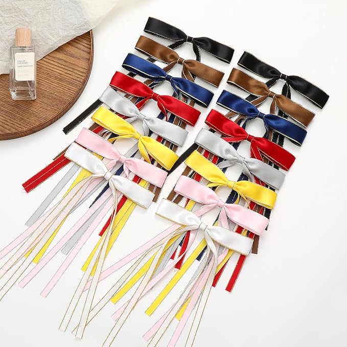 16 PCS Hair Bows for Women,Ribbon Hair Bows With Long Tail,Hair bow clips Hair Barrettes for Women Accessories