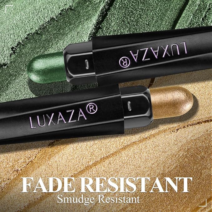 Neutral Eyeshadow Stick Makeup Set, Green Metallic Shimmer Matte Cream Eye Shadow Eyeliner Brightener Pencil Crayon - GOLDENTREE