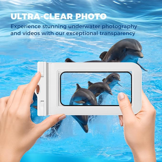 2 Pcs Waterproof Phone Pouch Case Up to 7.2", Floating Universal IPX8 Water Proof Cell Phone Dry Bag for iPhone 16 15 14 13 12 11 Pro Max XR XS SE 2022, Outdoor Sports, Black+White
