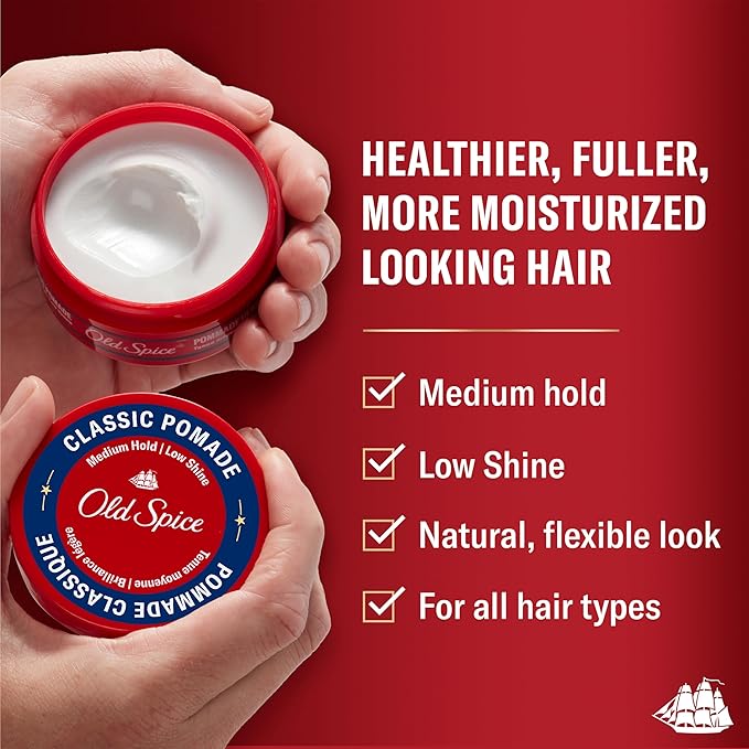 Old Spice Classic Pomade for Men, Medium Hold with Low Shine, 2.22 oz