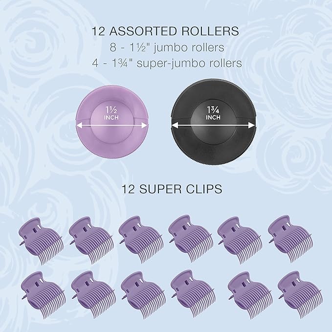 Conair Hot Rollers Hair Curlers for Long, Medium and All Hair | Heated Rollers with Roller Clips Included | 1 1/2-inch and 1 3/4 inch Rollers | Amazon Exclusive