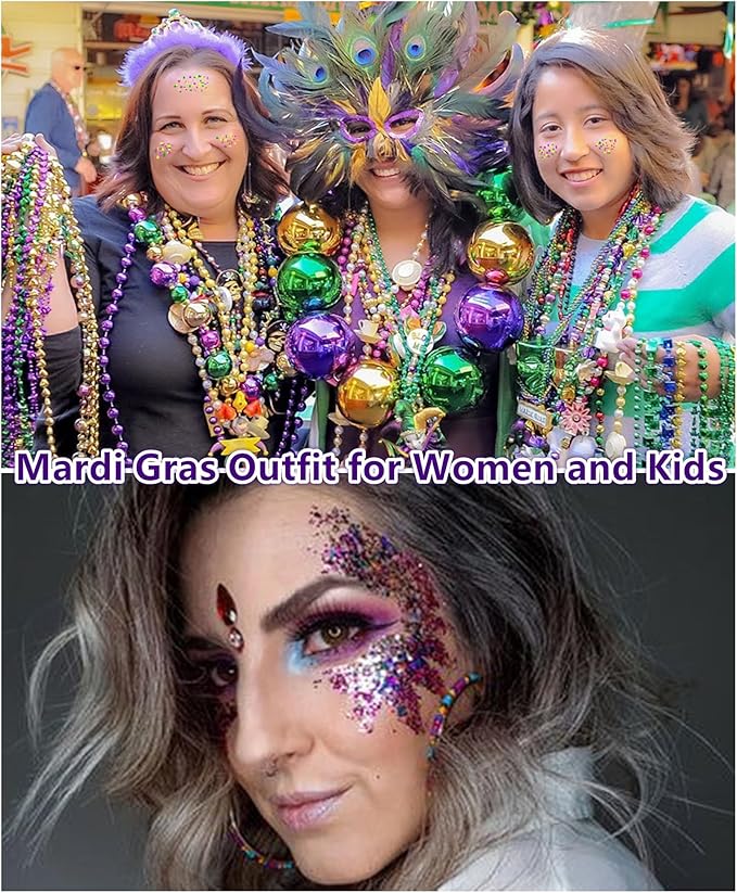 Go Ho Lavender Purple Face Body Glitter Gel,Mardi Gras Outfit for Women Kids,Holographic Mermaid Chunky Sequins Glitters for Eye Lip Hair Nails,Festival Rave Accessories,52g