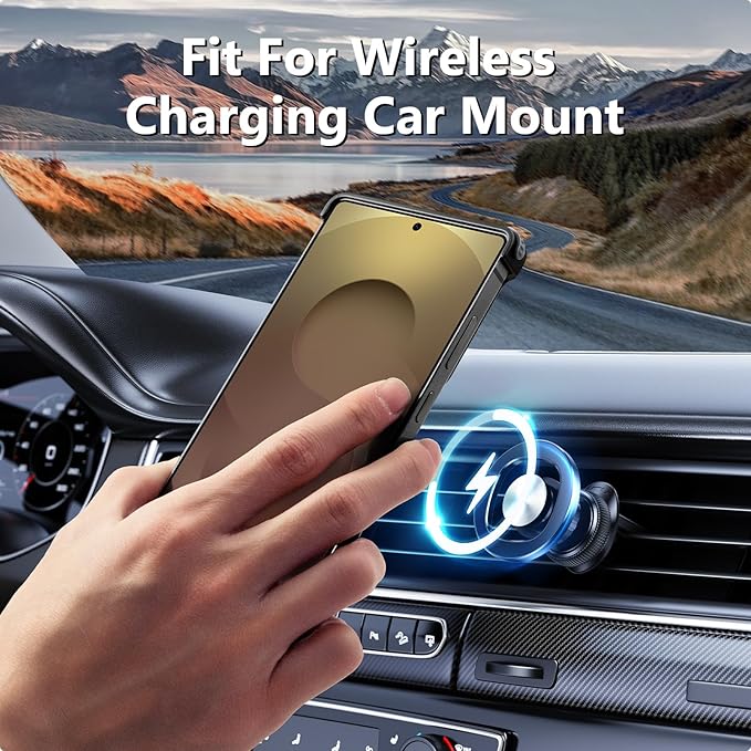 S25 Ultra Case Leather Magnetic with Ring Kickstand, Frameless for Samsung Galaxy S25 Ultra Case for Magsafe, Slim Drop-Proof Protective S25Ultra Cover for Men Women 6.86 Inch, Black