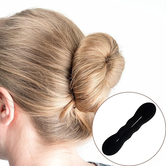 2pcs Hair Bun Maker for Women, Non-Slip Shaper Curler, Lazy Sponge Updo Styling Accessories for Long Thin Curly Straight Wavy Hair - Black