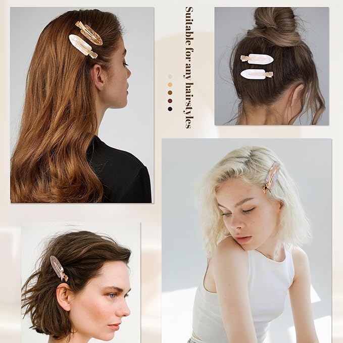 No Crease Creaseless No Bend Hair Clips For Styling Non Slip Flat Clips For Makeup Hair Accessories For Women,White Gold Color,12 PCS