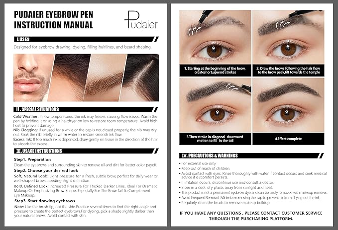 2 Pack Microblading Eyebrow Pen and Brow Tint for Women with Angled Brush & Dip to Effortlessly Create Natural Hair Like Brows, Waterproof Fast Eye Brow Makeup Pencil, Last All Day (Truffle)