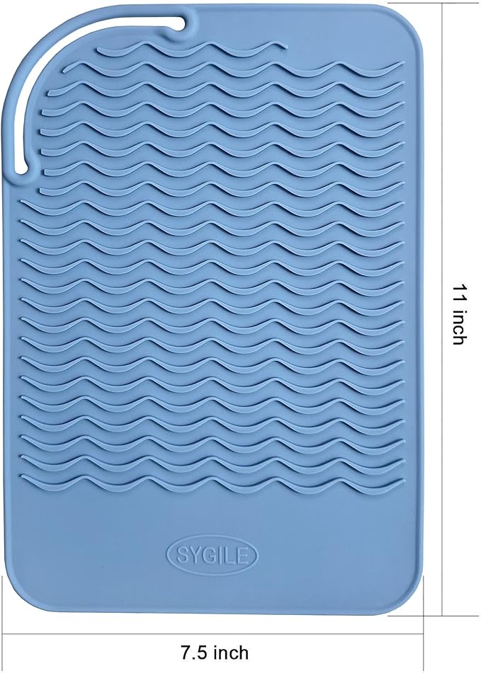 11" X 7.5" Large Heat Resistant Silicone Mat for Hair Styling Tools, Hair Straightener Pad, Curling Iron Mat, Flat Iron Mat, Hot Iron Holster Pad Counter Cover for Travel Vanity Salon