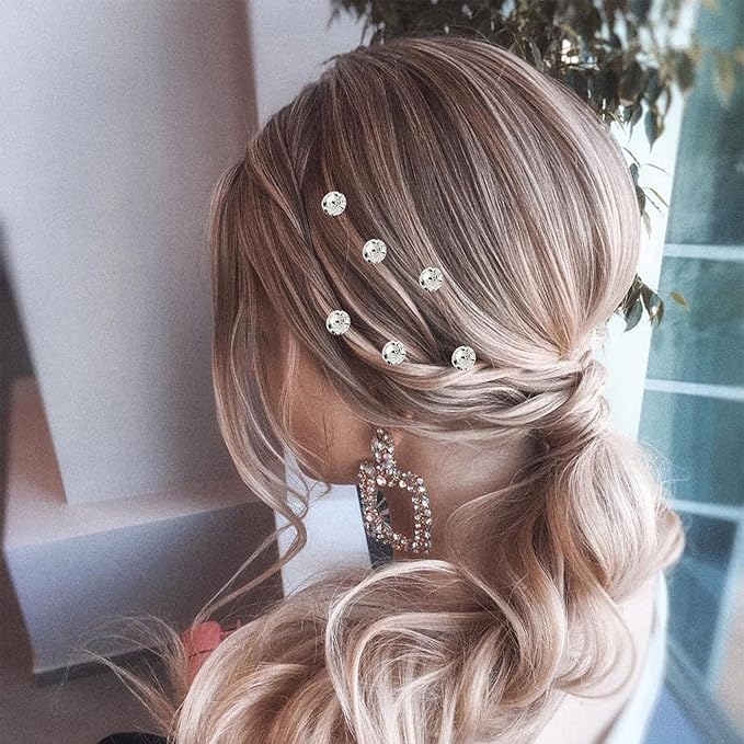 20 Pack (Transparent) Rhinestone Hair Pins Crystal Hair Clips for Bridal Wedding Women Hair Jewelry Accessories, with Clear Container