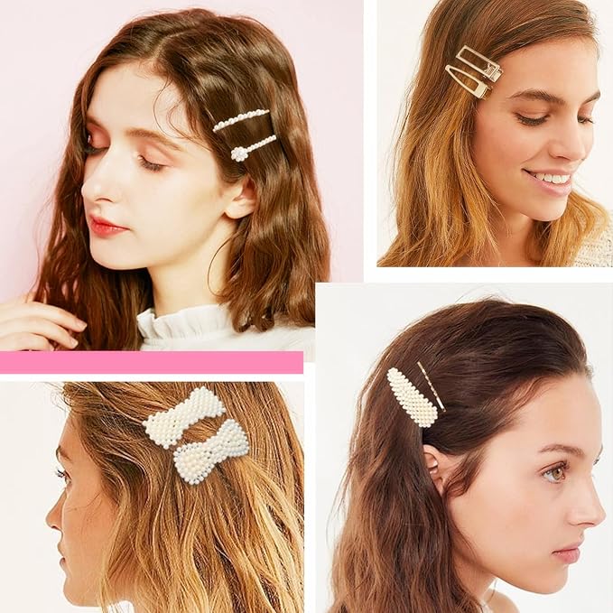 Gold and Silver 31 Pcs Hand-made line styles Pearl Hair Clips for Women Girls, Hair Accessories Pearl Hair Clips for Party Wedding Daily