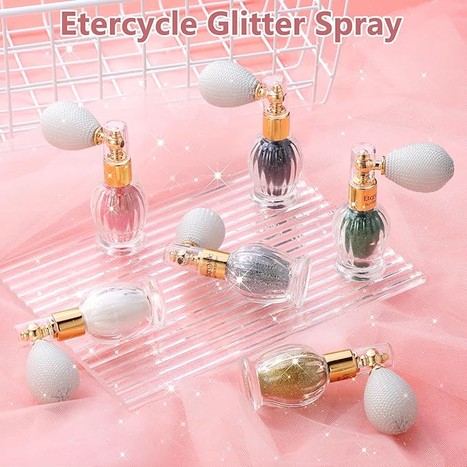 Etercycle Hair Glitter Spray, Gold Body Glitter Extra Fine Face Shimmer Powder, Long-Lasting and Quick-Drying Body Shimmer Sparkly Glitter Gifts for Clothing Stage Festival Rave Prom