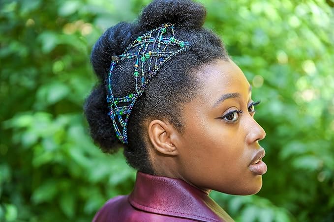 Stretchy No-Slip Hair Clip for Thick, Wavy Naturally Curly, Kinky Hair - Updos in Seconds, No Damage, Creases, or Pain - Comfy UpDo, Ponytail, French Twist, Bun (Sea Lake - Large)