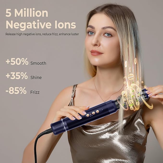 7 in ONE Hair Dryer Brush, Powerful Blow Dryer Brush with Auto- Wrap Curler, Detachable Fast Drying, Volumizing, Curling, Straightening, Ionic Hair Dryer with Diffuser, Hair Styling Tools Storage Case