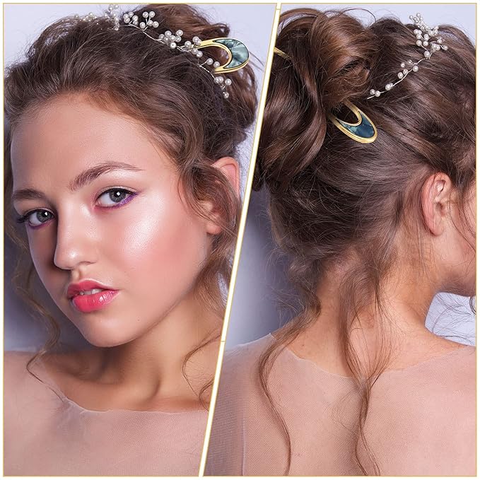 8 Pieces U Shaped Hair Pins French Pins Metal U Vintage Fork Hair Pin for Buns Women Girls Hairstyle Accessories(Classic Patterns)