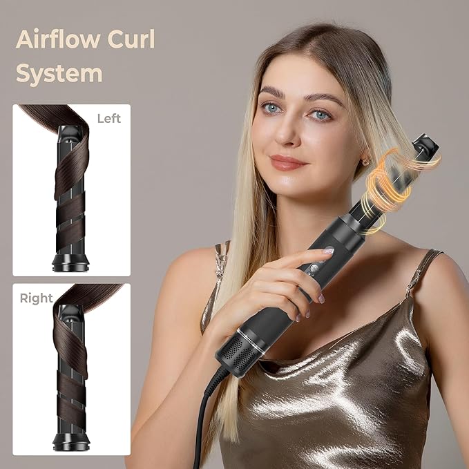 7 in ONE Hair Dryer Brush, Powerful Blow Dryer Brush with Auto- Wrap Curler, Detachable Fast Drying, Volumizing, Curling, Straightening, Ionic Hair Dryer with Diffuser, Hair Styling Tools Storage Case