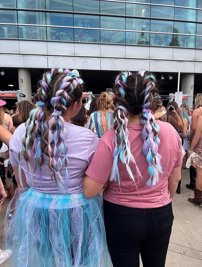 Ombre 4 Colors Mix Braiding Hair 8pcs Extensions Jumbo Hair Rainbow Color Colorful Twist Braid wigs Dreadlocks (Pink/Purple/Green/Blue/Light Cyan) (Lot 24Inch)