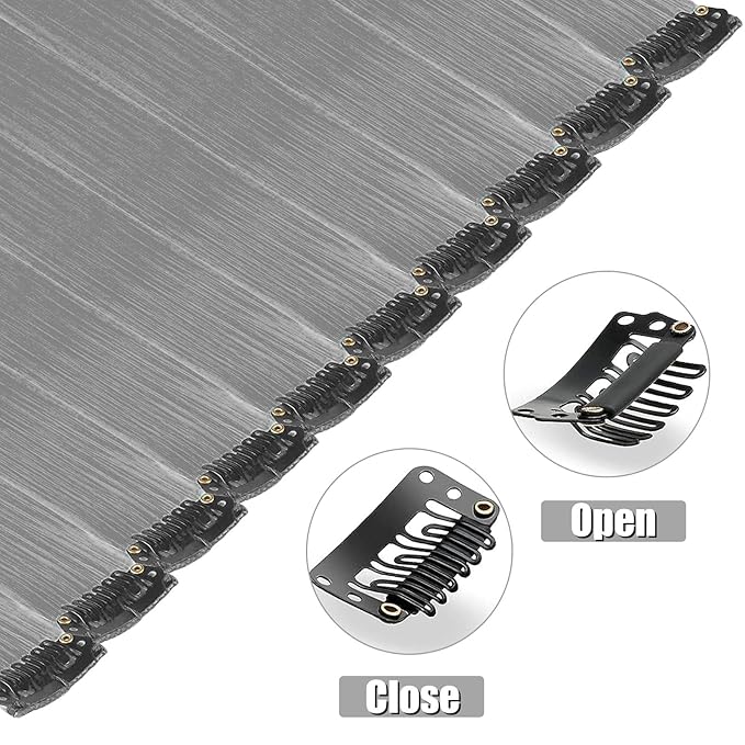 12 PCS Grey Hair Extensions Clip in, 22 Inch Colored Hair Extensions Party Highlights Long Straight Synthetic Hairpieces for Women Kids Girls Cosplay