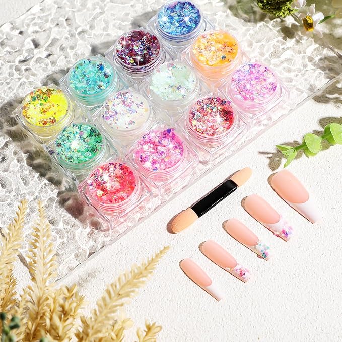 Fluorescent Face Glitter Gel 12 Colours Body Glitter Gel Kit Carnival Glitter Makeup Festival Outfits for Women Hair Glow in The Dark Glitter Gel Light Glitter for Halloween Eyeshadow Nails