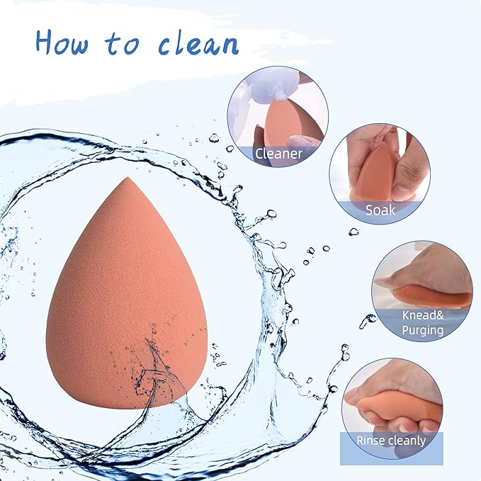 COSTICA Makeup Sponge, 4 Pcs Beauty Blender for Foundation Blending Sponge, Pink Makeup Blender with Storage Box, Flawless for Liquid Cream and Powder
