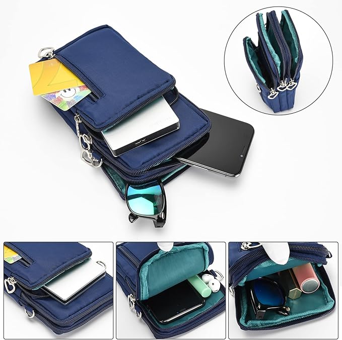 Women Cell Phone Purse Wristband Sport Armband Wallet Travel Crossbody Cell Phone Purse for Galaxy S10 Plus S9 Plus A50 A7 J7,OnePlus 6T,HTC U12 (Blue)