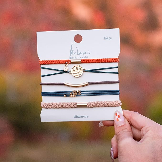 K'lani Discover Bracelets for Women – Elastic Bracelets and Boho Hair Ties – Cute Hair Ties for Women and Hair Tie Accessories – Stylish Bracelets Boho Style for Hair and Wrist – Set of 5 (Small)