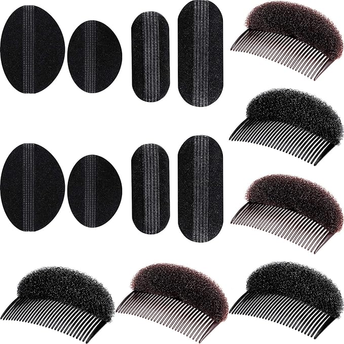 Bump It Up Volume Hair Base Set - Sponge Styling Insert, Braid Tool, Comb Clip, Bun Pad Accessories for Women Girls DIY Hairstyles (14)