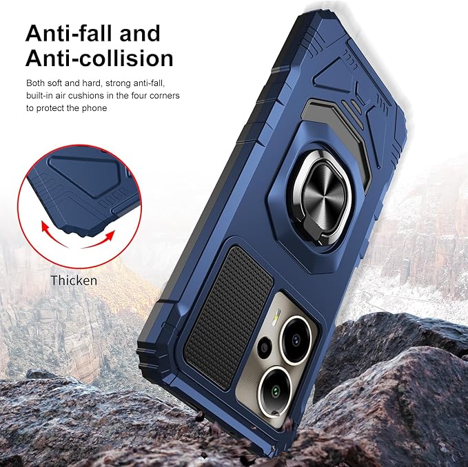 for Cricket Outlast 5G 2024 Case/AT&T Motivate Pro 5G Case with Screen Protector,Dual Layer Military Grade Protection with Ring Stand Phone Case for Cricket Outlast 5G/ATT Motivate Pro 5G Blue