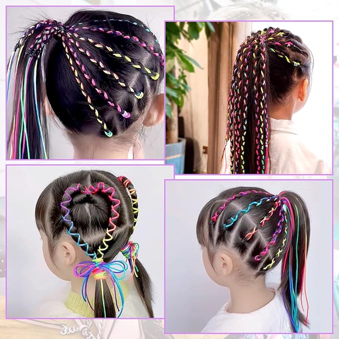 30 Pieces Colorful Hair Wrap String For Braids Assorted Gradient Hair Rope Band Multi Rainbow Braiding Hair Tie for Women Girls DIY Ponytail Braids Fashionable Hair Styling Accessories(Style 1)