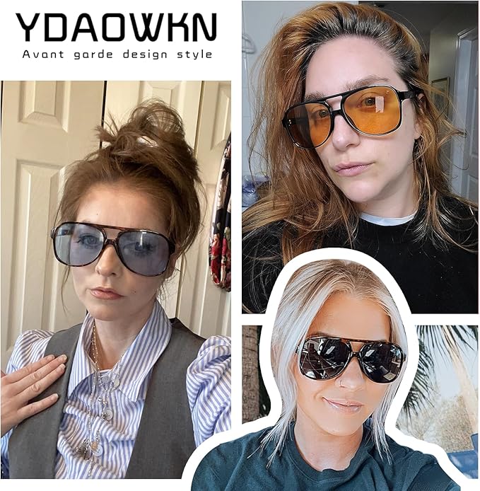 YDAOWKN Retro Aviator Sunglasses for Women Mens Large Frame Classic Vintage 70s Sun Glasses Aviators