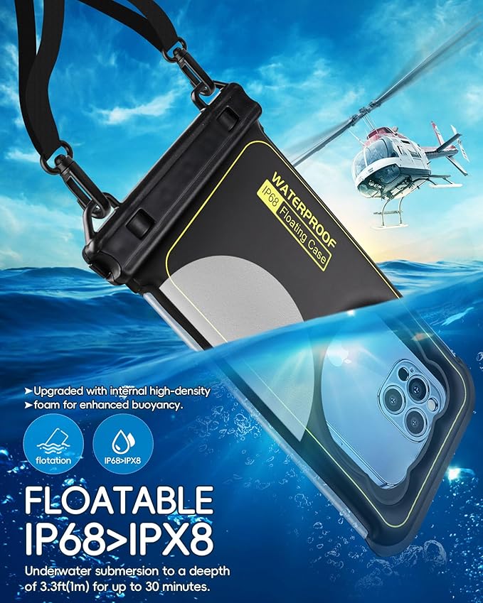 3D Waterproof Phone Pouch, Cruise Essentials 2025 Beach Vacation Essentials Travel Accessories, Dry Bag Case for iPhone 16 15 14 13 12 11 Plus Pro Max Galaxy Pixel - IP68 Floatable Black