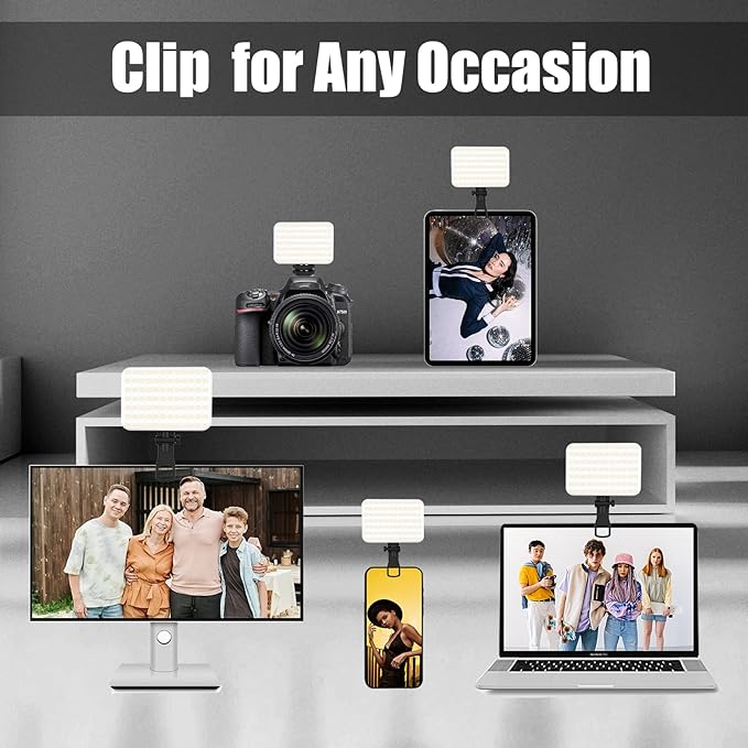 Selfie Light - BANSINE USB-Rechargeable LED Phone Light - Portable Photo Light with 97+ CRI, Up to 6500K Color Temperature for Selfie, Zoom Conference, Video, Makeup and Live Stream