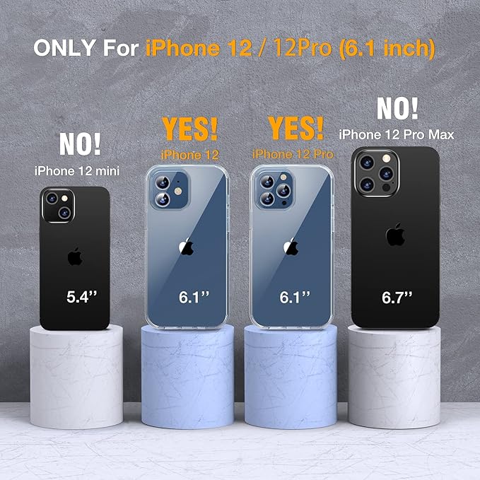 Miracase Glass Series for iPhone 12/12 Pro - Full-Body Rugged Protective Case with Built-in 9H Tempered Glass Screen Protector and Camera Lens Protector - Crystal Clear