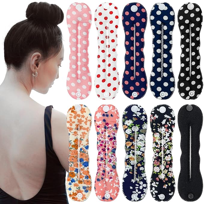 10 Pcs Hair Bun Maker French Magic Twist Donut Hair Bun Snap Roll Sponge Bun Donut Lazy Hair Curler Tool Polka Dot Flower Flexible Chignon Donut Quick Twister Hair Styling Accessories for Women Girls