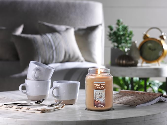 Yankee Candle Café al Fresco Scented, Classic 22oz Large Jar Single Wick Candle, Over 110 Hours of Burn Time