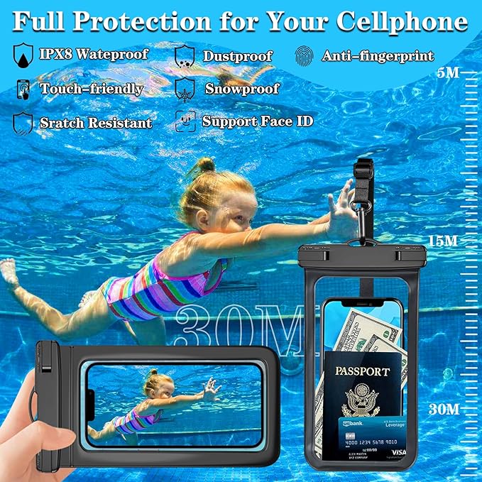 12 Pack Multicolor Universal Waterproof Phone Pouch, Large Phone Waterproof Case Dry Bag (Protection Level: IP68) Outdoor Sports for Apple iPhone,Samsung,and up to 7.5" (Multicolor 12 Pack)
