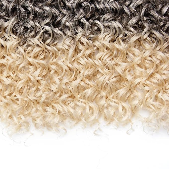 8 Packs Curly Crochet Hair GoGo Curl Crochet hair for Black Women Deep Wave Braiding hair,Synthetic Bohemian Crochet Braid Water Wave Crochet hair Extensions (6/613, 18inch)