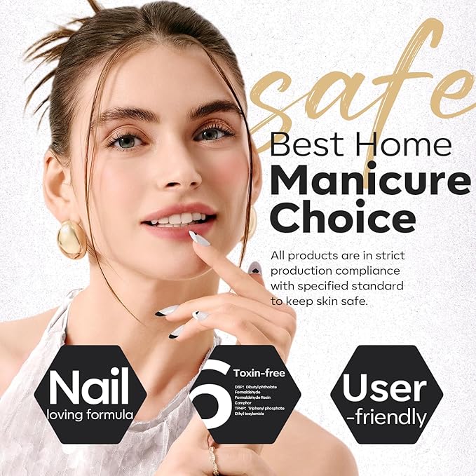 modelones Nail Polish Set, 6 Colors White Black Nail Polish with Magnet Glitter Cat Eye Magnetic Non Toxic Quick Dry Nail Polish Kit Fast Drying Fingernail Polish Salon Home DIY Gifts For Women Girl