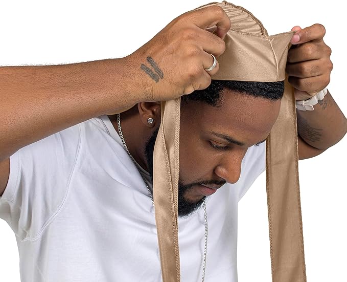 4PCS Silky Durags for Men Women 360 Waves with 1 Wave Cap, Silky Satin Durag Extra Long Tails