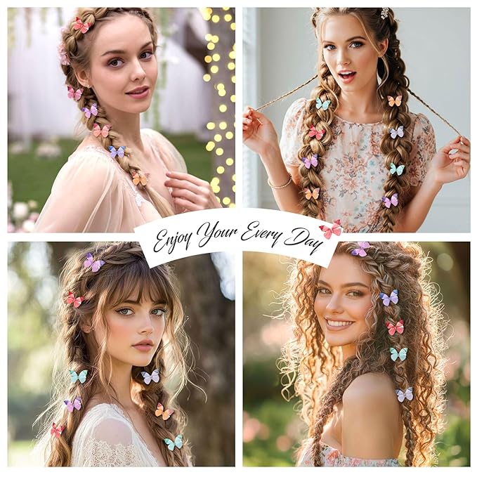 20Pcs Butterfly Hair Clips for Women Moving Glitter Butterfly Clip Fairy Accessories Green
