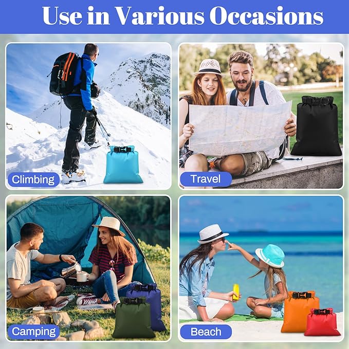 6Pack Waterproof Dry Bags,lightweight outdoor dry bags,Multi-color Waterproof Storage Bags for Outdoor Hiking Climbing Camping Rafting Fishing Travel