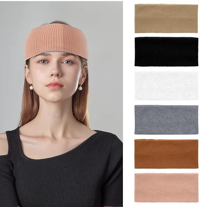 GoldenFleece 6 Pack Wide Headbands for Women Thick Elastic for Women's Hair Boho Head Bands for Thick Thin Dry Nurse Workout Sport Yoga Hair Styling Accessories