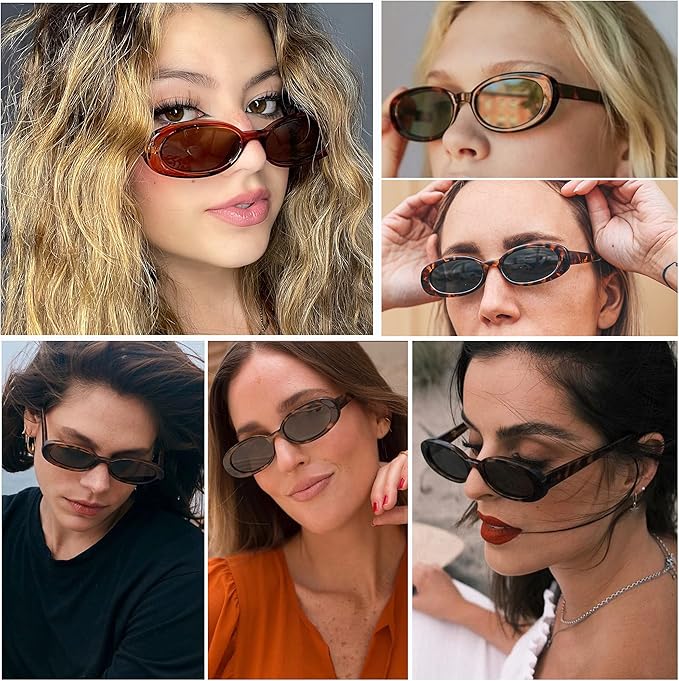 VANLINKER Polarized Retro Oval Sunglasses for Women and Men Small 90s Style VL9580