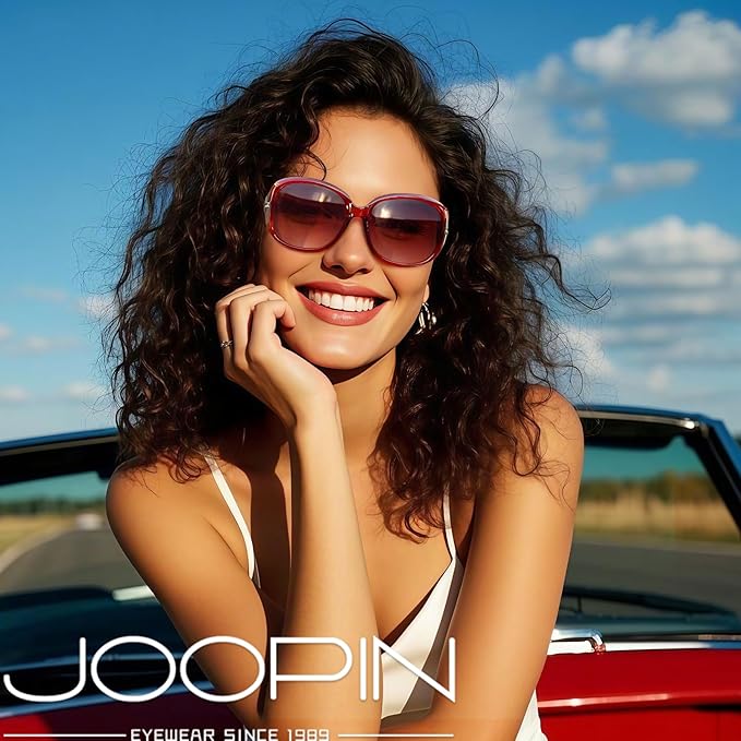 Joopin Big Womens Sunglasses Polarized Trendy Sun Glasses Large Rectangle UV Protection Rhinestone Sunnies