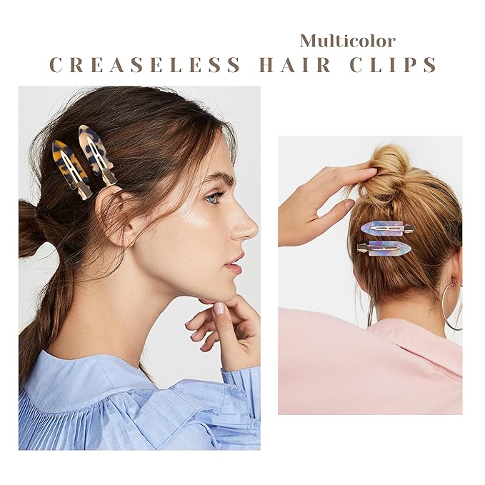 No Crease Creaseless No Bend Hair Clips For Styling Non Slip Flat Clips For Makeup Hair Accessories For Women,Tortoise Color,12 PCS
