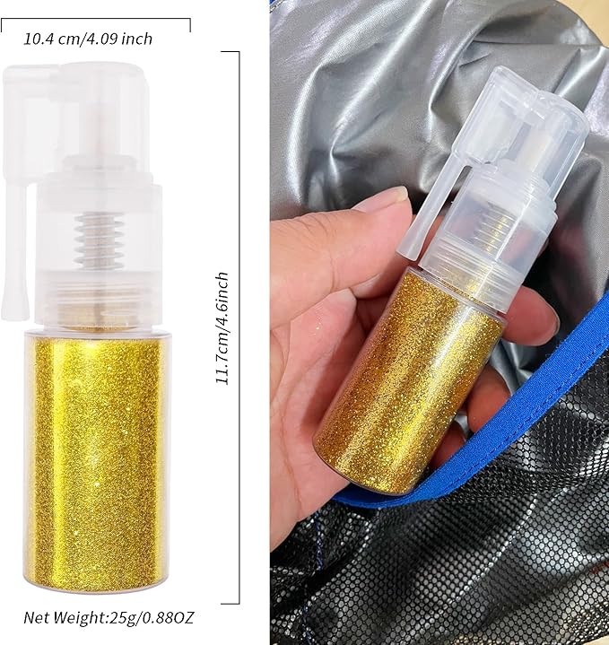MEICOLY Gold Hair and Body Glitter Spray,Shinny Sparkle Glitter Spray for Clothes,Loose Shimmer Hairspray for Festival Rave Makeup/Stage Performance,Lightweight,25g/0.88OZ