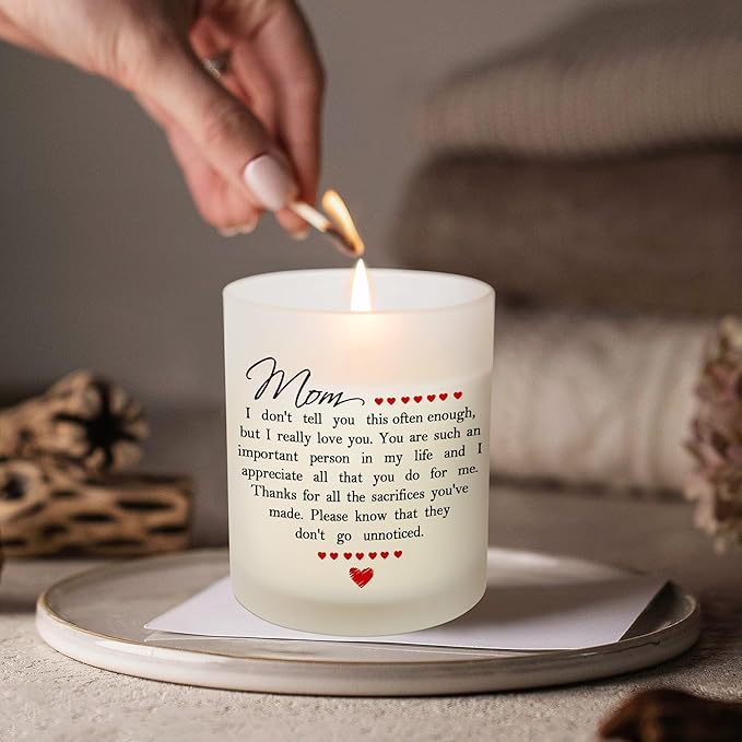 TEEZWONDER Mothers Day Gifts for Mom from Daughter Son - Long Lasting Vanilla Lavender Candle 10 oz - Mom Birthday Gifts for Women Mama, Present for Stepmom Mother-in-Law